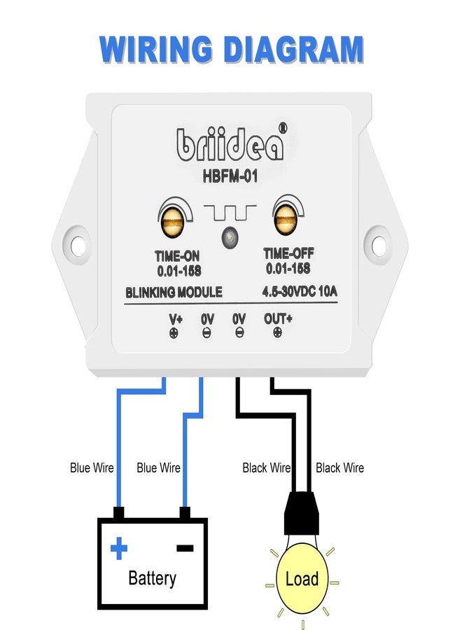 Briidea 10 Amp Blinking Flasher Module DC 4.5-30V Suitable for Various Warning Lamp, Waterproof - Image 4